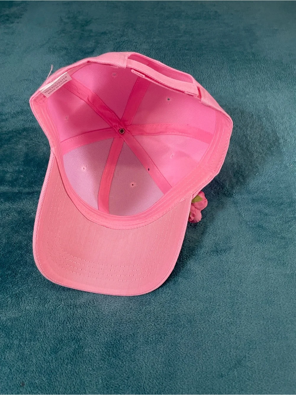 New Chic Pink Floral Flower Trim Embellished Adjustable Baseball Cap